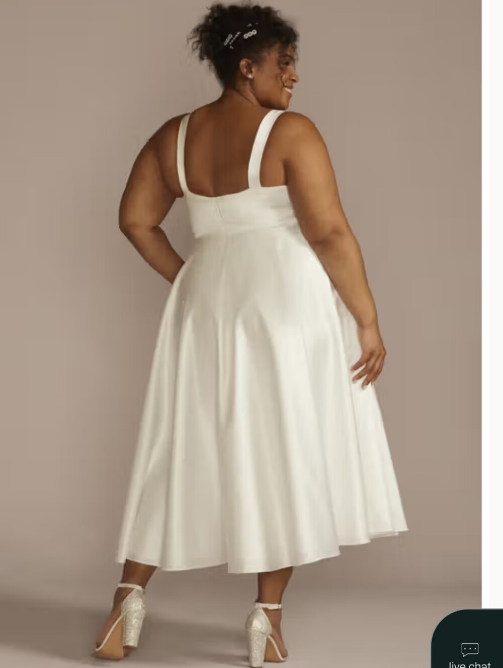 Cowl Neck Midi Satin Dress with Straps in White - Picture 2 of 5
